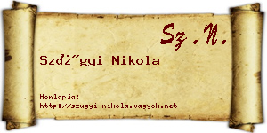 Szügyi Nikola névjegykártya